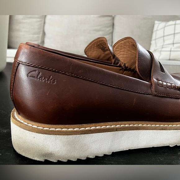 Clark’s “Ernest Free” slip on loafers brown leather size 8.5 men’s Oxford shoe - Picture 3 of 10